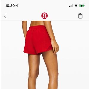 Lululemon red shorts. Never in stock. get them while you can!
